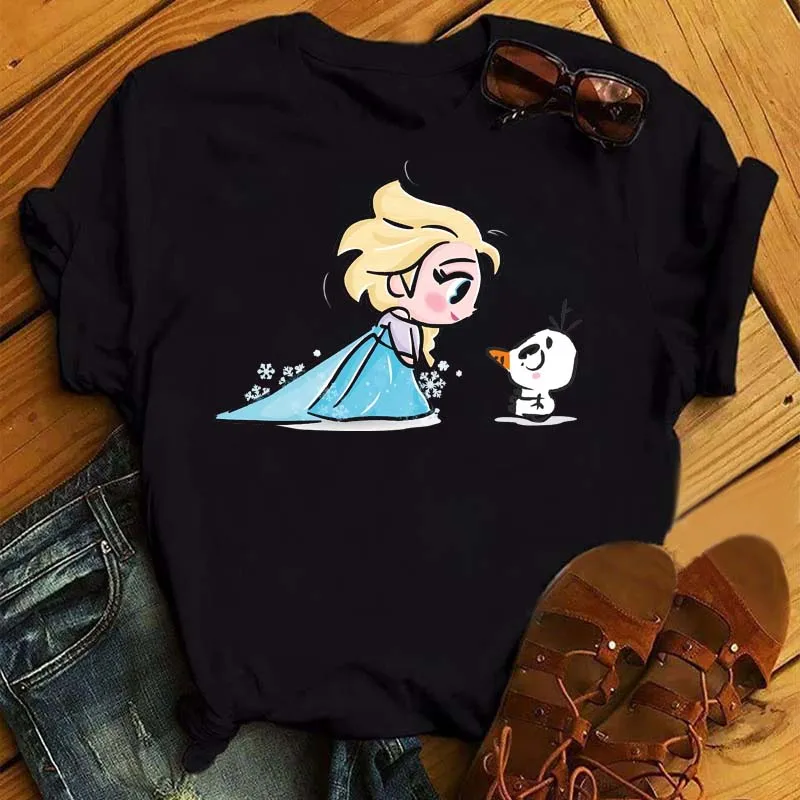 

Disney Princess Graphic Print Women T Shirt Fashion 2023 Summer Casual Short Sleeve T-shirt Cartoon Graphic Y2k Clothes Tops Tee