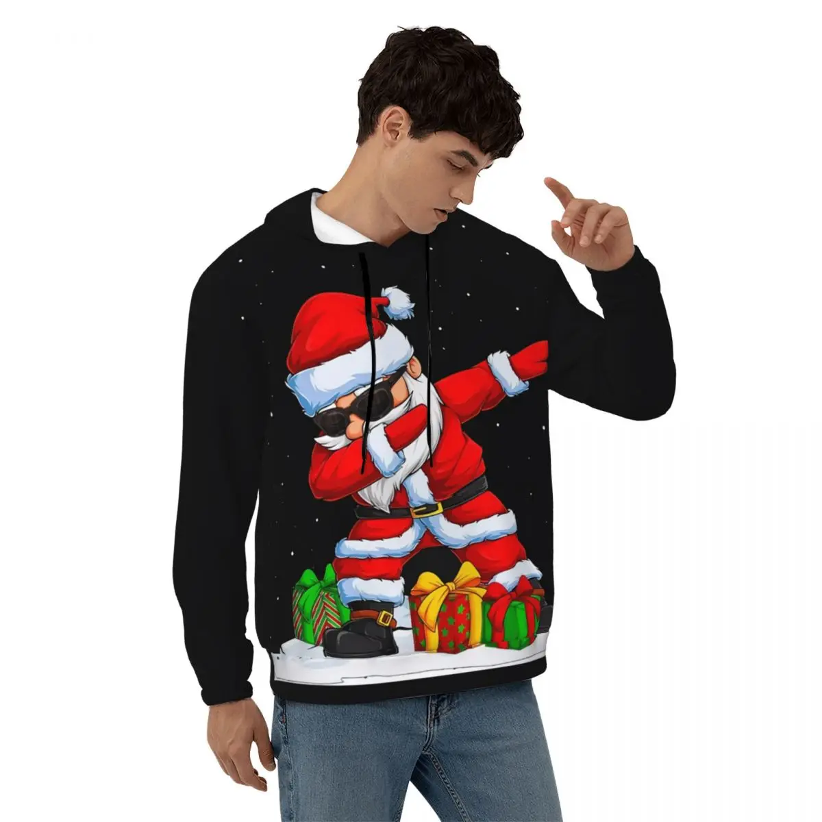 

Funny Santa Claus Streetwear Hoodies Autumn Merry Christmas Pullover Hoodie Couple Oversized Casual Velvet Warm Sweatshirts