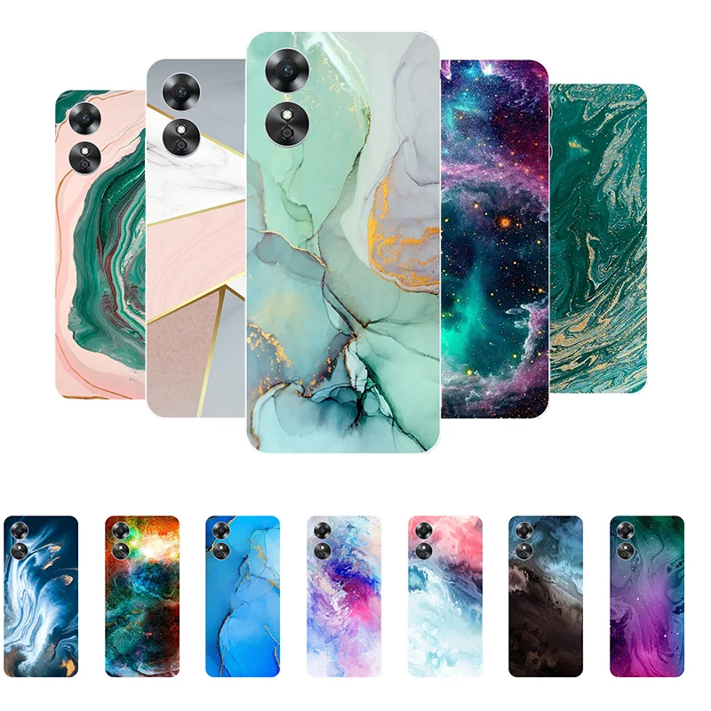 

for Fundas OPPO A17 Case Soft Silicone Marble Back Cover Phone Case for OPPO A17 CPH2477 Case OPPOA17 A 17 Coque 6.56"
