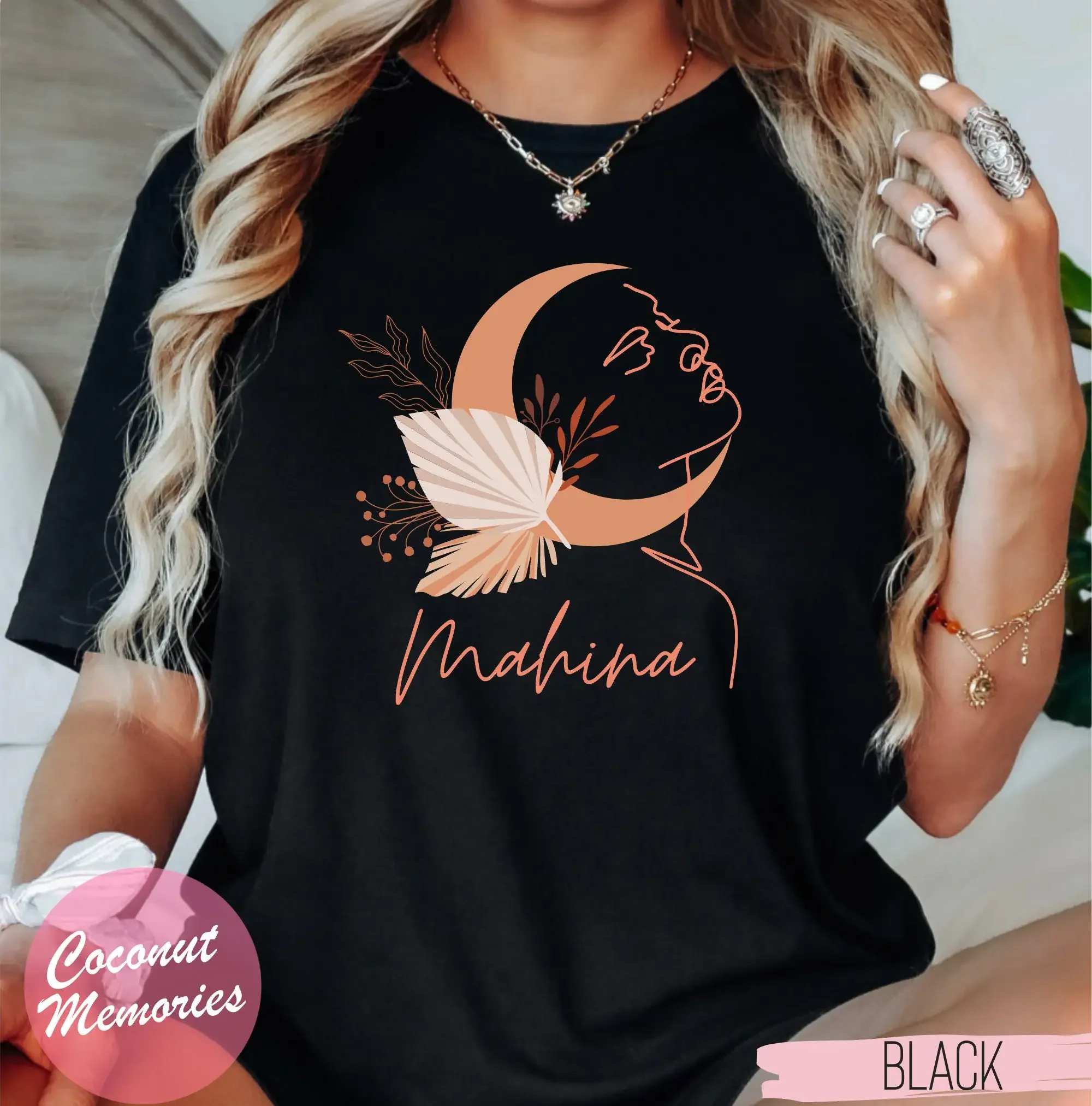 Фото Футболка Mahina Wahine Hawaiian Moon с изображением луны, ʻŌlelo Hawaii Kumu, небесная красота, цветение №1