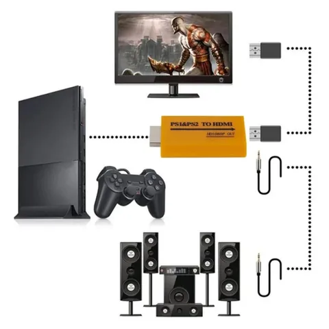Адаптер BGGQGG PS1/PS2 в HDMI-совместимый преобразователь с выходом до 1080P для монитора проектора преобразователь видео/аудио игр