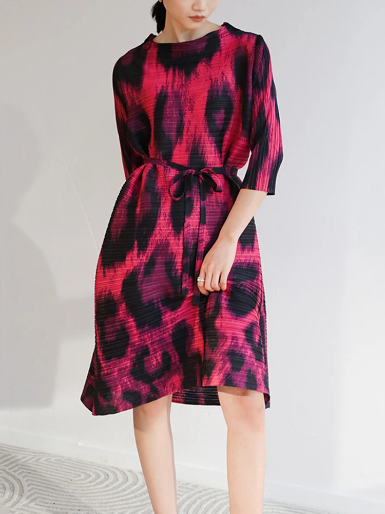 

XITAO Print Casual Dress Women Korea Summer New Arrival Personality Fashion Loose O-neck Three Quarter Sleeves Dress WLD8491