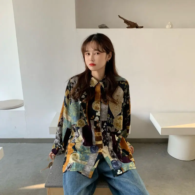 

QWEEK, винтажные элегантные женские блузки в стиле Харадзюку, рубашка оверсайз, уличная одежда, топы с длинным рукавом, весна 2023, женская модна...