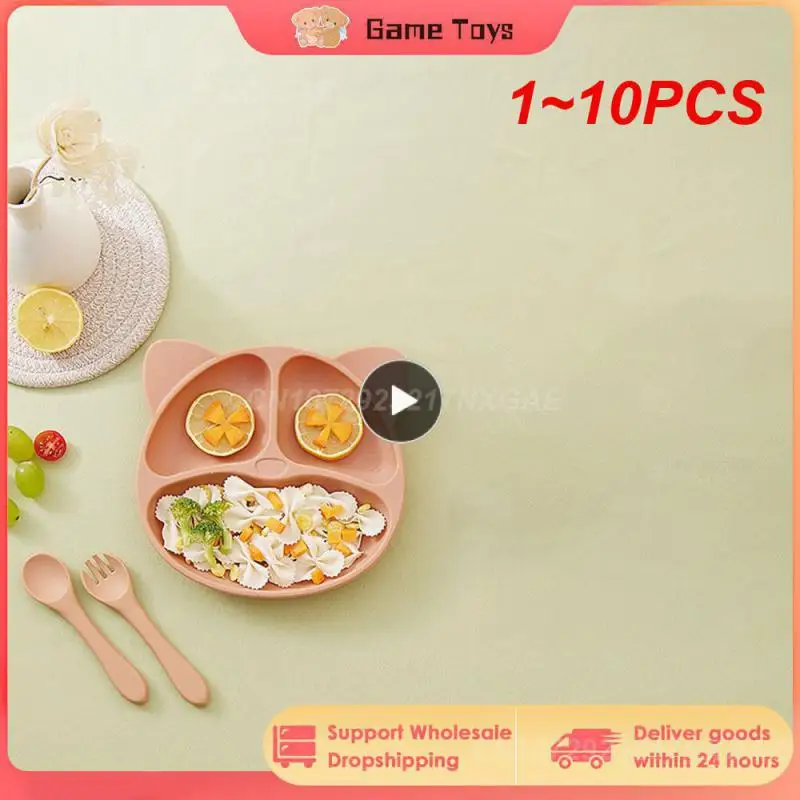 

1~10PCS Children's Dishes Baby Silicone Sucker Bowl Baby Bear Face Plate Tableware Set Smile Face Baby Tableware Set Retro Kids