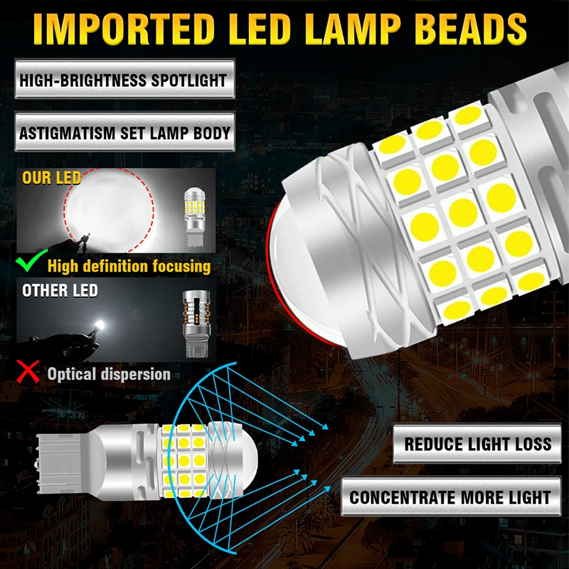 2 шт. лампы T20 W21W W21/5W WY21W 7440 7443