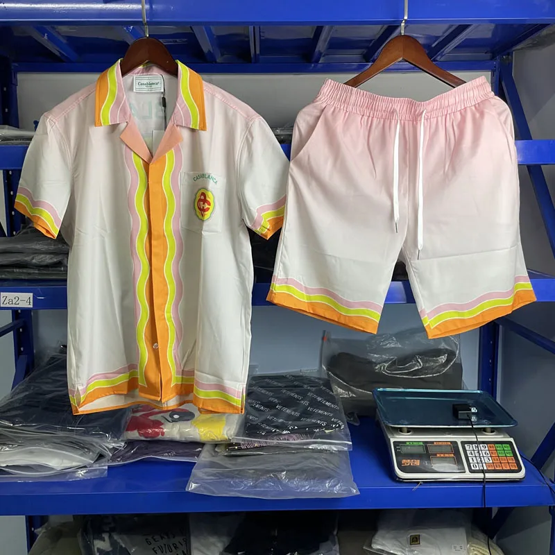 

Logo Printing Casablanca Oversized Shirts Men Women Casual Shorts Hawaiian Shirts Suits