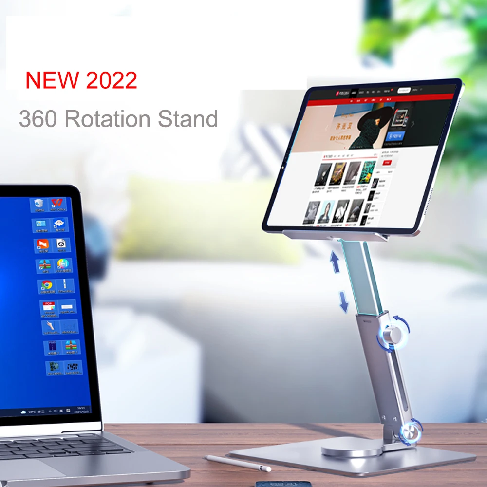 

New Tablet Stand Desk Riser 360 Rotation Multi-Angle Height Adjustable Foldable Holder Dock for Xiaomi IPad Tablet Laptop