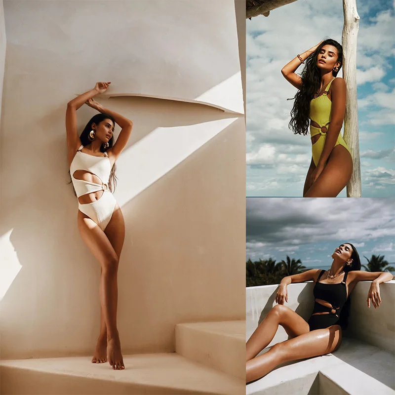 

Sexy Swimwear Women Solid High Neck Bikini Female Hollow Out Bathing Suit One Piece Swimsuit Swimming Suit Monokini