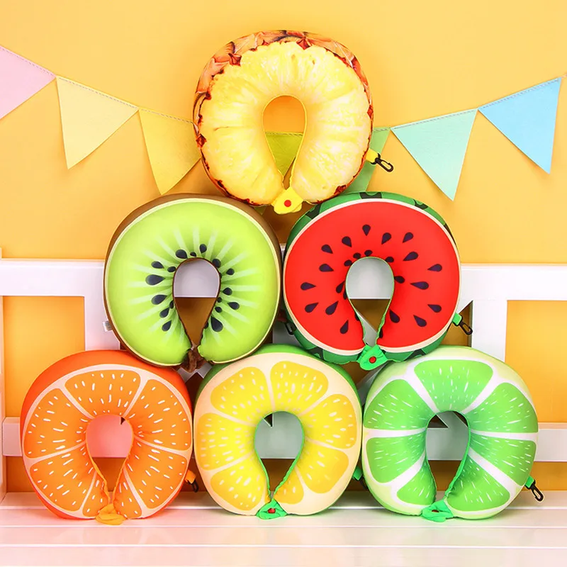 

30x30cm Beauty U Shape Memory Foam Pillow Plane Fruits Watermelon Shape Traveling Airplane Pillow U-shape Neck Pillow