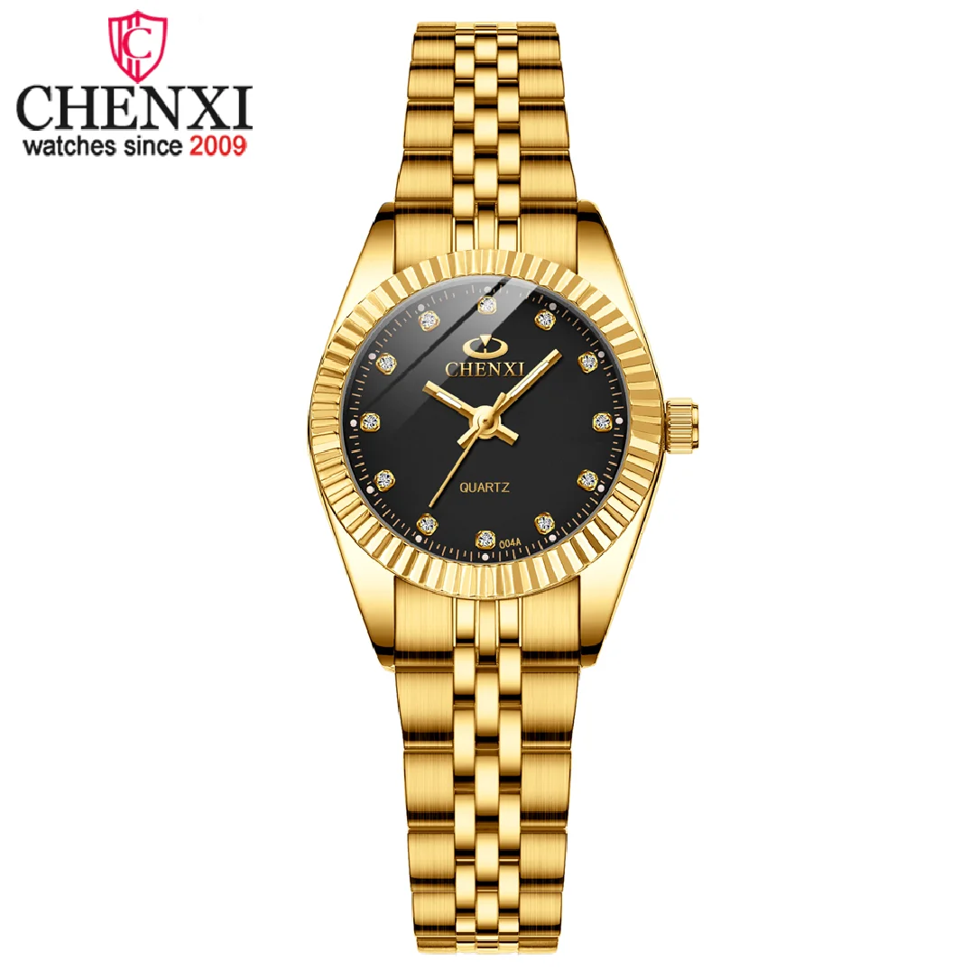 CHENXI Luxury Women Watches Ladies Fashion Quartz Watch For Women Golden Stainless Steel Wristwatches Casual Female Clock xfcs