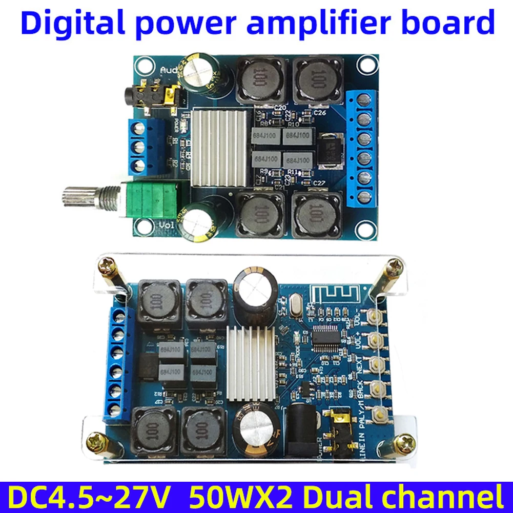 2*50W Digital High Power Amplifier Board DC4.5-27V TPA3116D2 Dual Channel Stereo Home Music Wireless Speaker Audio - купить по