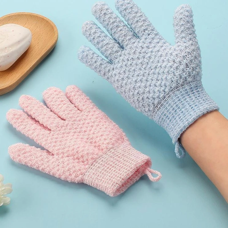 2 Pcs Bath Glove Bath Exfoliating Mitt Gloves For Shower Body Brush Fingers Towel Body Massage Sponge Decontamination Bath Towel