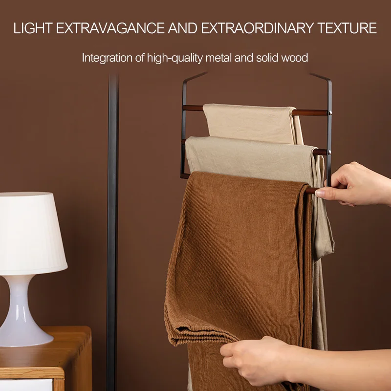 

Многослойные вешалки для брюк из массива дерева, нескользящая металлическая вешалка для брюк, Вешалка-органайзер для шкафа, компактные дер...