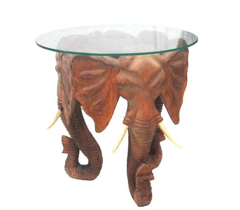 

60 см Деревянный Декоративный журнальный столик с головкой Слона Подарок для дома и офиса