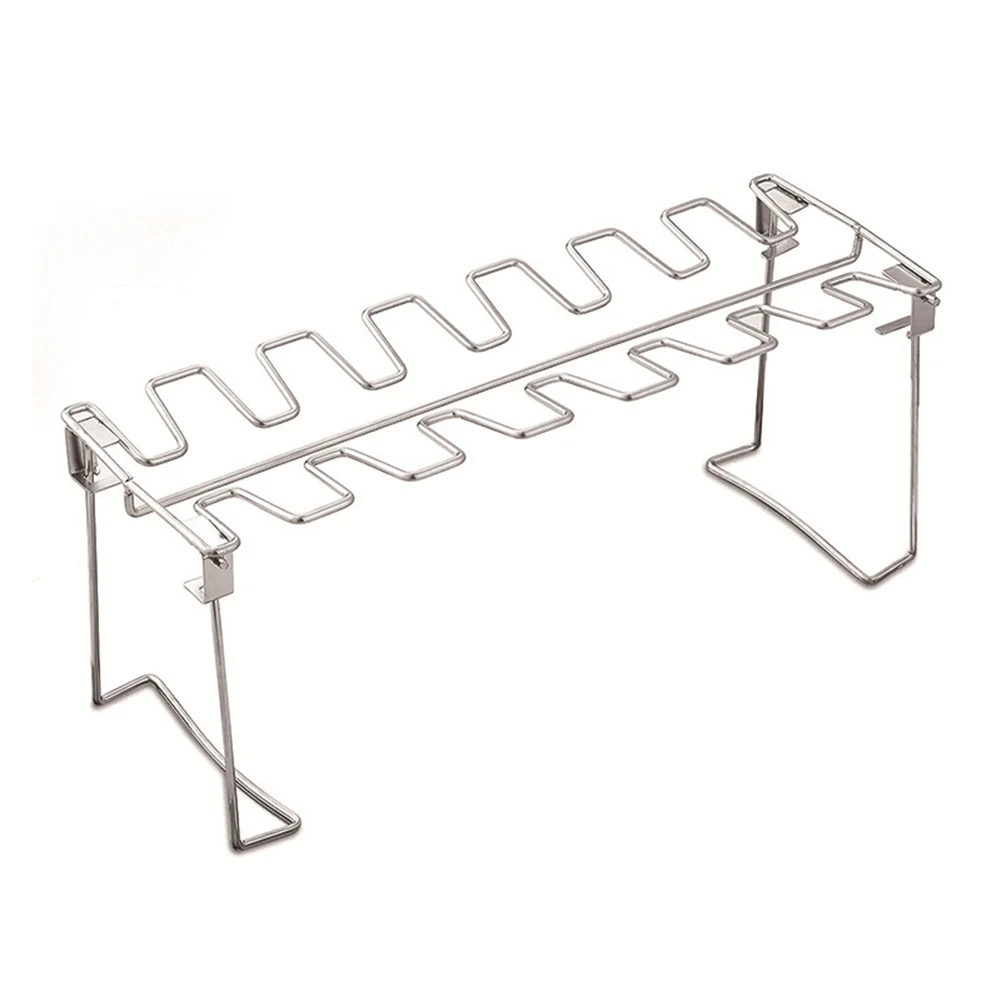 

Stainless Steel BBQ Drumstick Stand Holder with Tray Enhance your Barbecue Experience Cook Delicious Chicken Legs