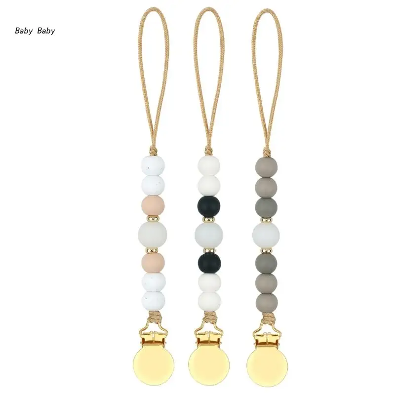 

Q81A Colorful Baby Pacifier Clips Boys Girls Flexible Silicone Pacifier Clip 3 Pack