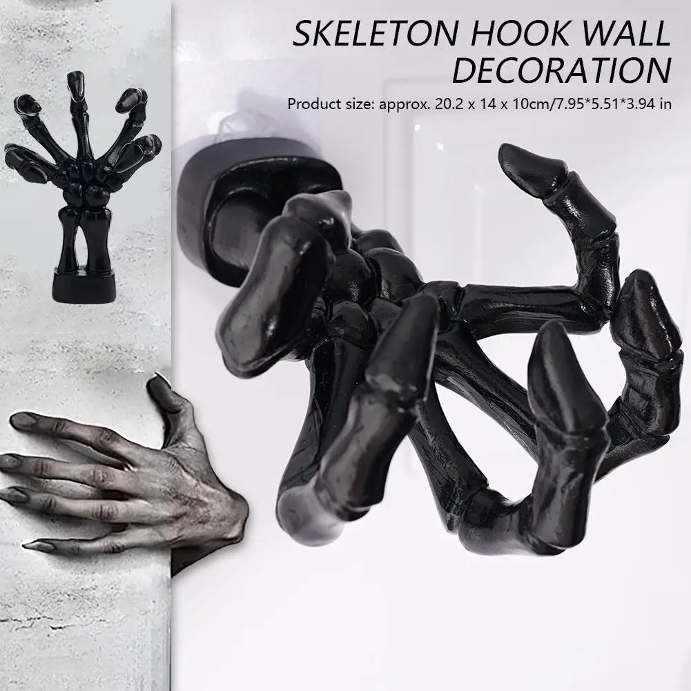 

Creative Skull Hand Sculpture Key Storage Hook Wall Mount Resin Skeleton Demon Hand Statue For Funny Gift Halloween Party Decor