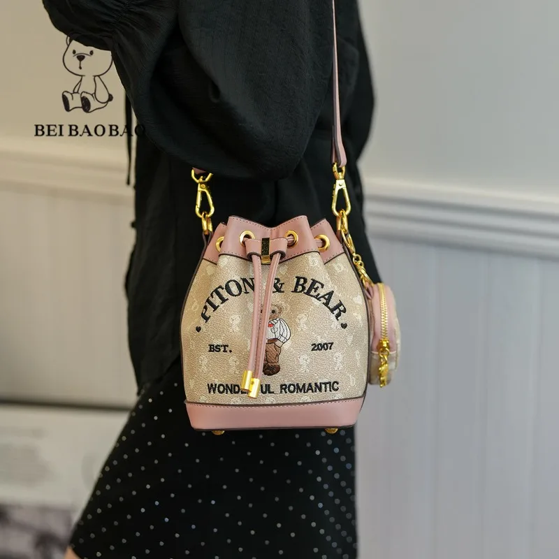 Beibaobao модная маленькая сумка-мешок с рисунком медведя Женская Роскошная сумка