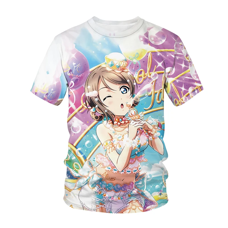 

Футболка в стиле аниме Love Live для мужчин и женщин, уличная одежда, милая женская футболка с 3D принтом, повседневные Модные топы в стиле хип-хоп, унисекс