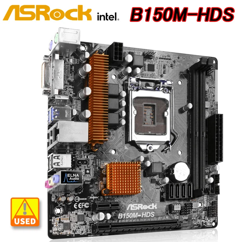 

Intel B150 B150M Motherboard ASRock B150M-HDS LGA 1151 DDR4 32GB PCI-E 3.0 SATA III USB3.0 DVI ATX Support for 7th 6th gen C