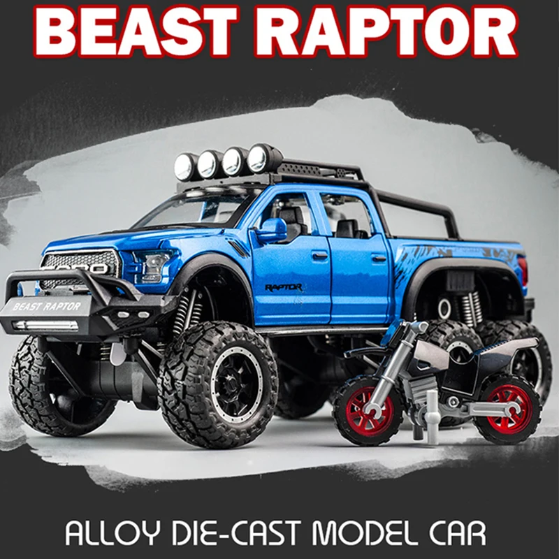 

1/28 Ford Raptor F150 Pickup Alloy Car Model Diecasts & Toy Metal Modified Off-Road Vehicles Car Model Simulation Kids Gift