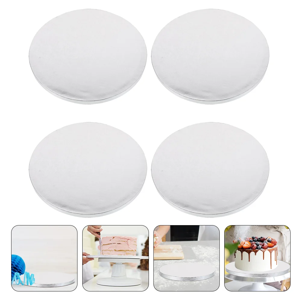 

4 Pcs Cake Transfer Board Non-stick Stand Fondant Base Convenient Moving Plate Aluminum Foil Baking Accessories