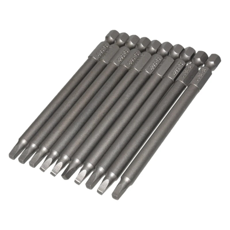 

100mm Strong Magnet Driver Bit Steel Square Bit 1/4 Shank Magnetic 10PC