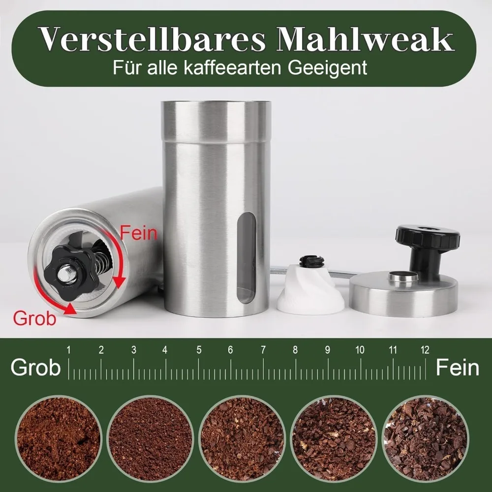 Ручная кофемолка коническая домашняя портативная ручная с ручным заводом