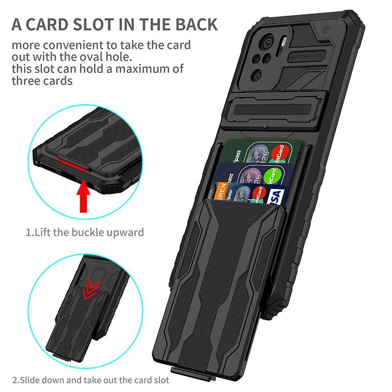 

King Kong Card Bag Holder Phone Case Xiaomi Redmi Note 10 9T 9A 9C 9 Poco X3 Fully Wrapped Anti Seismic Shatterproof Color Cover