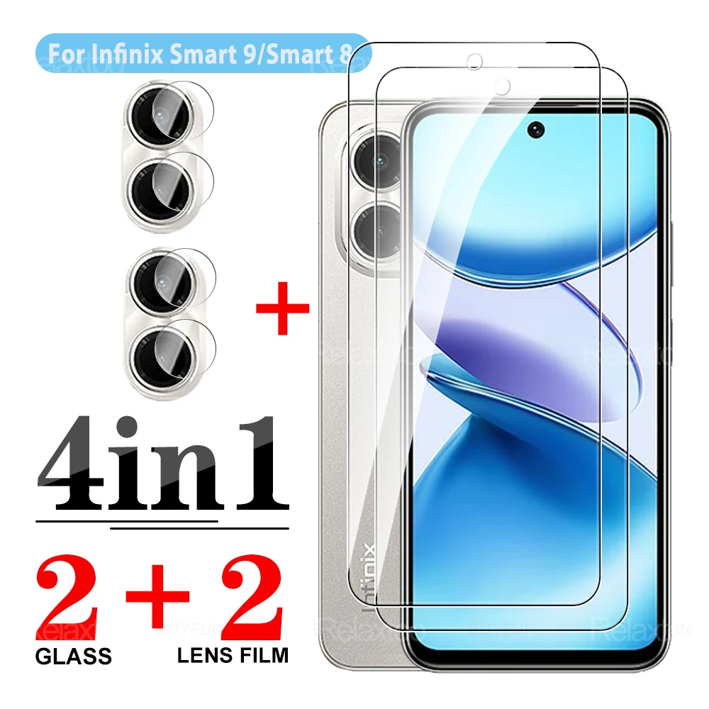 4 в 1 для Infinix Smart 9 защитная пленка экрана противоударная закаленная 8 Smart9 Smart8