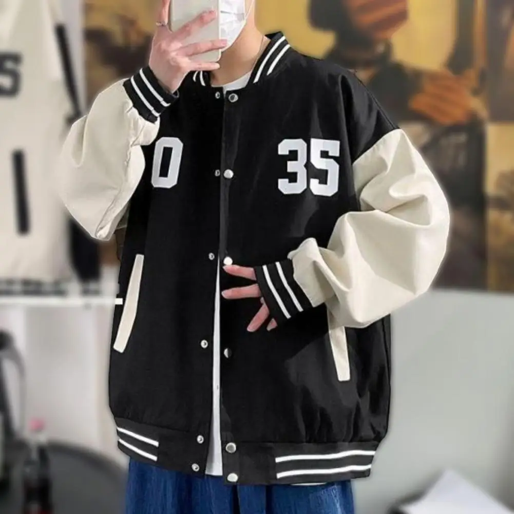 

Men Jackets Thin Printed Loose Coats Uniform Casual Trendy Long Sleeve Single-breasted Baseball Jackets for men chaquetas