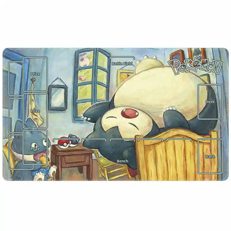 600X350X2Mm Pokemon Snorlax Eevee Настольная игра Карточный коврик OPCG PTCG Звездное небо Аниме
