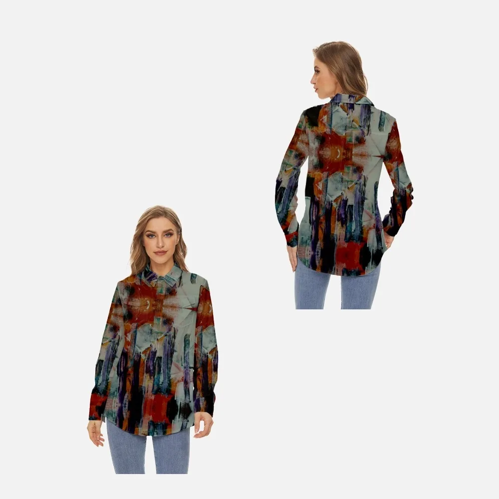 

Women's New Button Graffiti Print 3/4 Sleeve Shirt Summer Casual Top