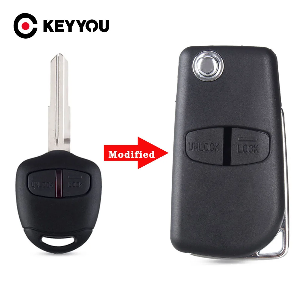 

KEYYOU 2/3 Buttons Modified Car Remote Key For Mitsubishi New ASX GRANDIS Outlander LANCER-EX Right/left Blade 433MHZ ID46 Chip