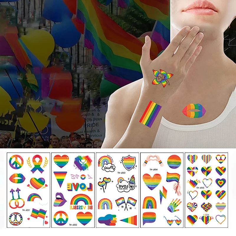 

10 листов ЛГБТ временная татуировка наклейка на день гордости Радужная Татуировка наклейка гомосексуальный камуфляж игры лицевая наклейка