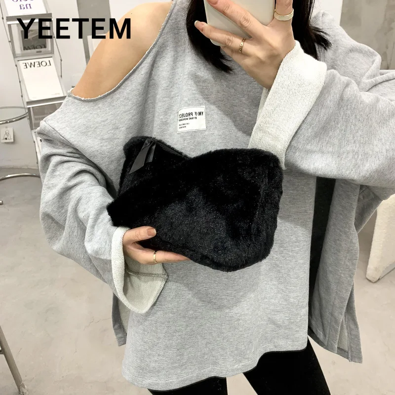 

Soft Handbags in Autumn Winter New Underarm Bag Shoulder Bag Portable Design Plush Purses Handbags
