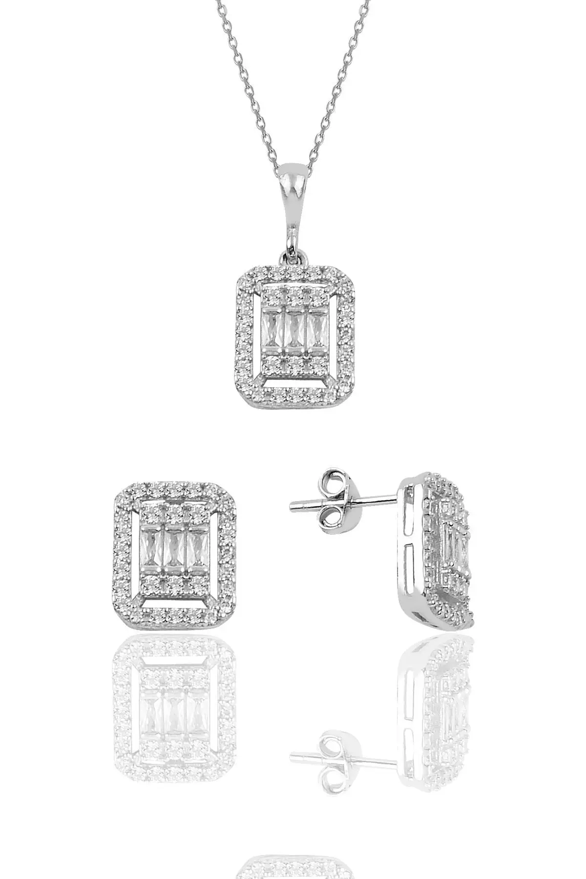 

Цепочка с двойным кубическим цирконием, серебро 925 пробы