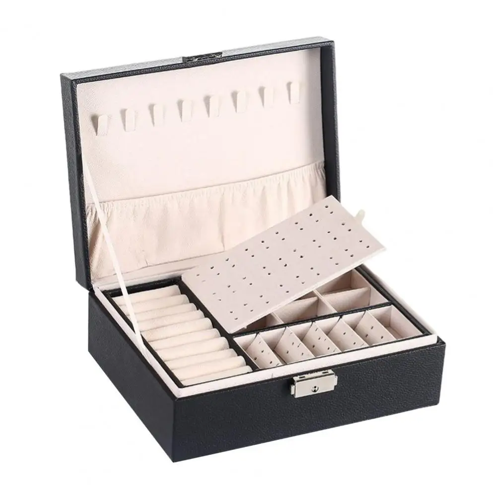 

Earring Holder Ergonomic Design Large Capacity Faux Leather Separate Grids Empty Bracelet Organizer Household Supplies