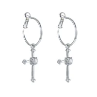 coconal rhinestone hoop earrings for womens trend fashion korean style cross earrings dangle for men punk grunge jewelry gift