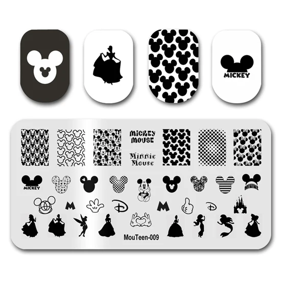 

Штамп для ногтей MouTeen009, мультяшная мышь, полное покрытие, пластины для ногтей, штамп, маникюрный набор для стемпинга ногтей