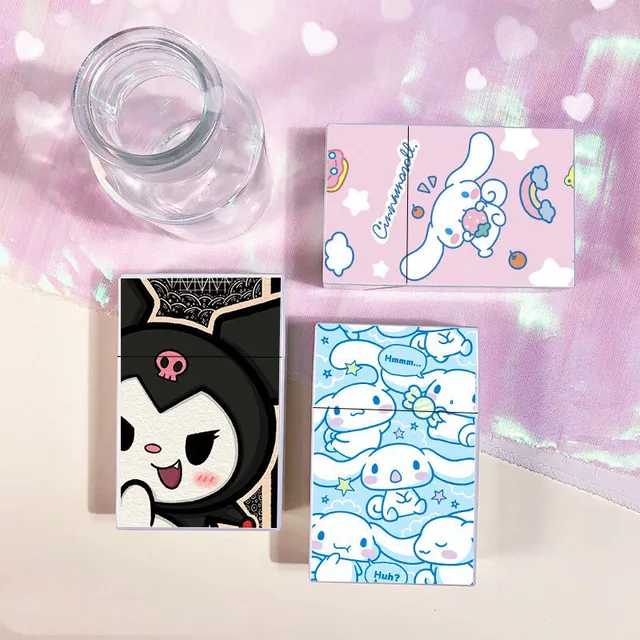 Hello Kitty Metal Cigarette Case Kawaii Kuromi My Melody Holder Aluminum Alloy Smoking Gift for Woman Lover Portable Pocket Box 3