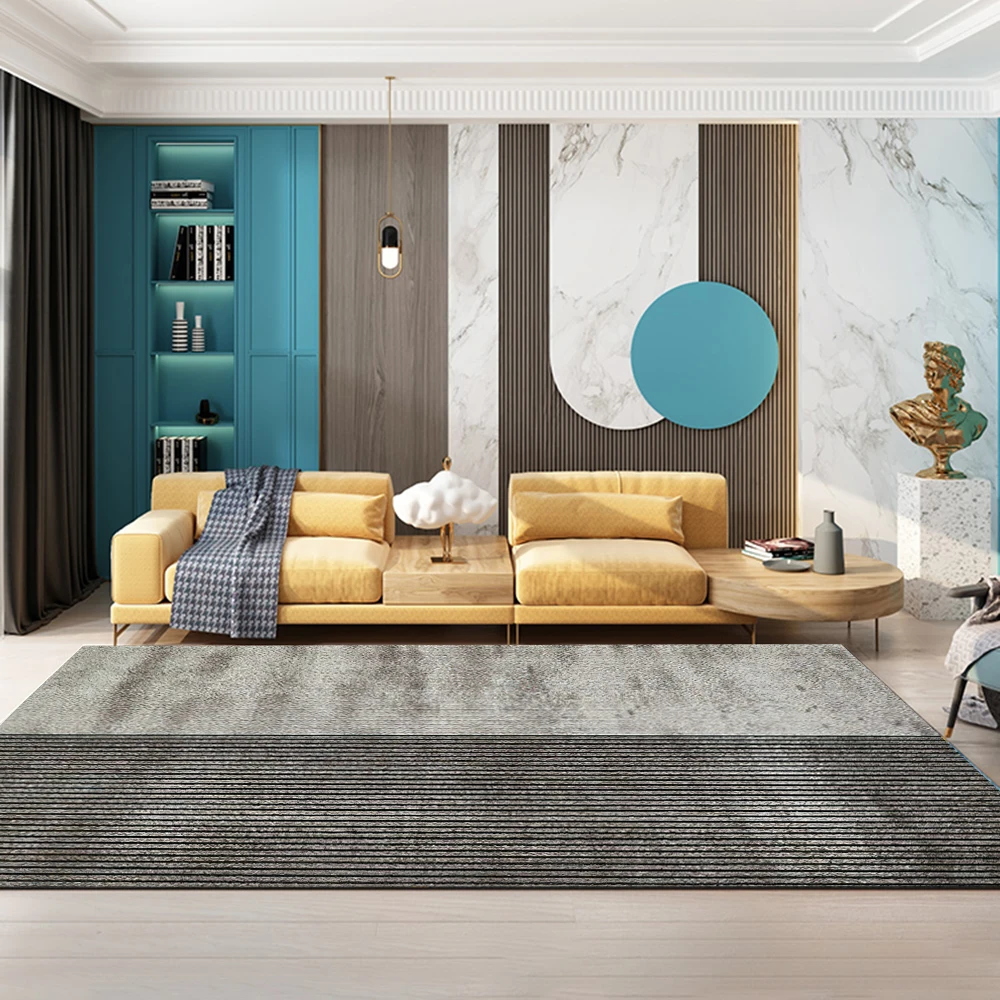 

Комнатный ковер простой современный полосатый дизайн серый коврик с подкладкой для комнаты Декор Гостиная Спальня бытовой чайный коврик д...