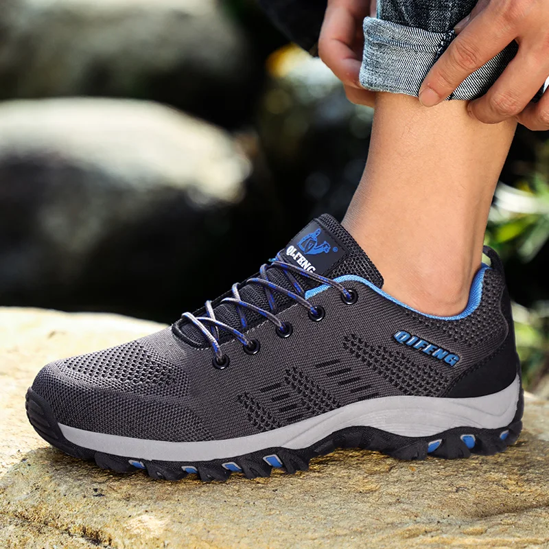STRONGSHEN Men Outdoor Sports Hiking Shoes Climbing Trekking Footwear Mesh Breathable Casual Sneaker Walking Wear Resisting Boot