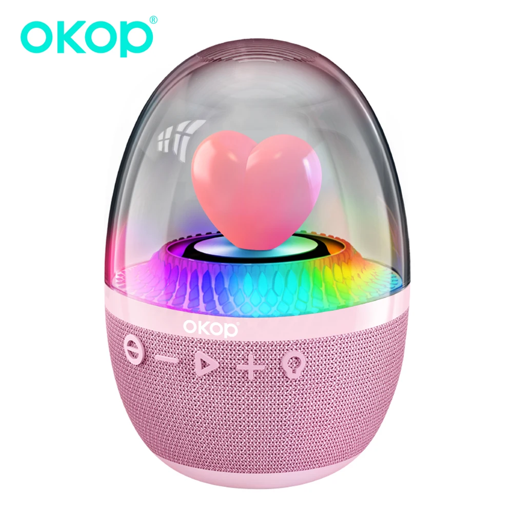 Фото OKOP Bluetooth-динамик, настольный крутой RGB атмосферный глазурованный свет, динамики с беспроводной картой, видеосабвуфер 미니 블루투스 스피커,블루투스 스피커 M60 №1