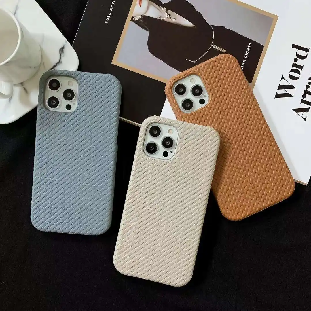

Luxury Braided Pattern Half-Coated Oil Side Phone Case For iPhone 11 12 13 Pro Max 12 13 Mini 7 8 Plus X XR XS Max Fashion Cover