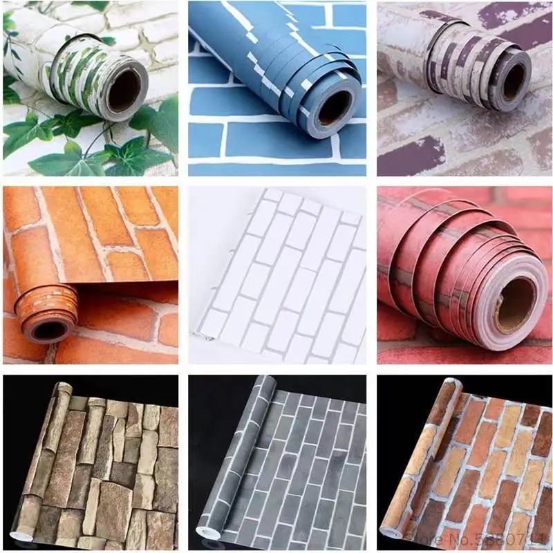 

3D Self-adhesive Waterproof Pattern Wallpaper Hotel Restaurant Wedding Room Hotel Red Brick Blue Brick Gray Brick Wallpaper