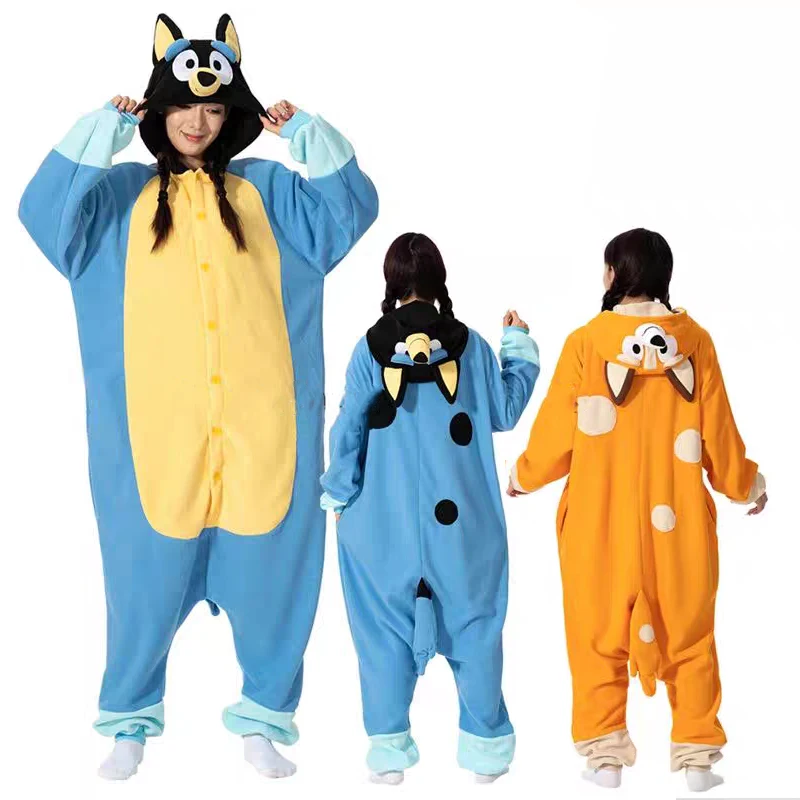 Голубая собака желтая комбинезон с капюшоном героями мультфильмов пижамы для