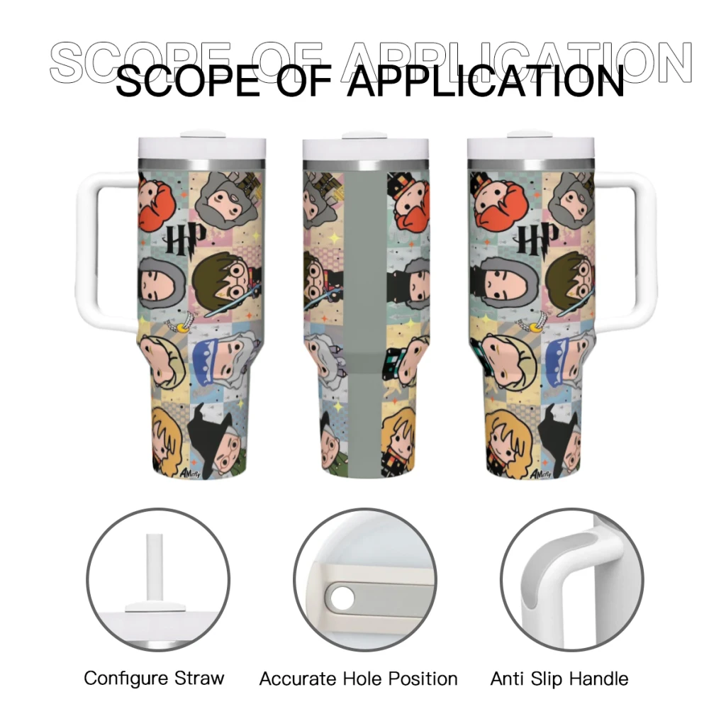 Стакан Harry Potter на 40 унций с ручкой и соломенной крышкой. Изолированные стаканы из