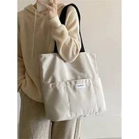 large capacity nylon tote bag aesthetic plain totes casual handbag shoulder bag reusable shopper bag