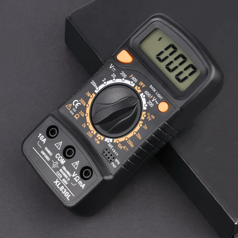 

Professional Multimeter Digital Multimetro XL830L AC/DC Voltmeter Ammeter Voltage Current Diode Continuity hFE Tester Meter